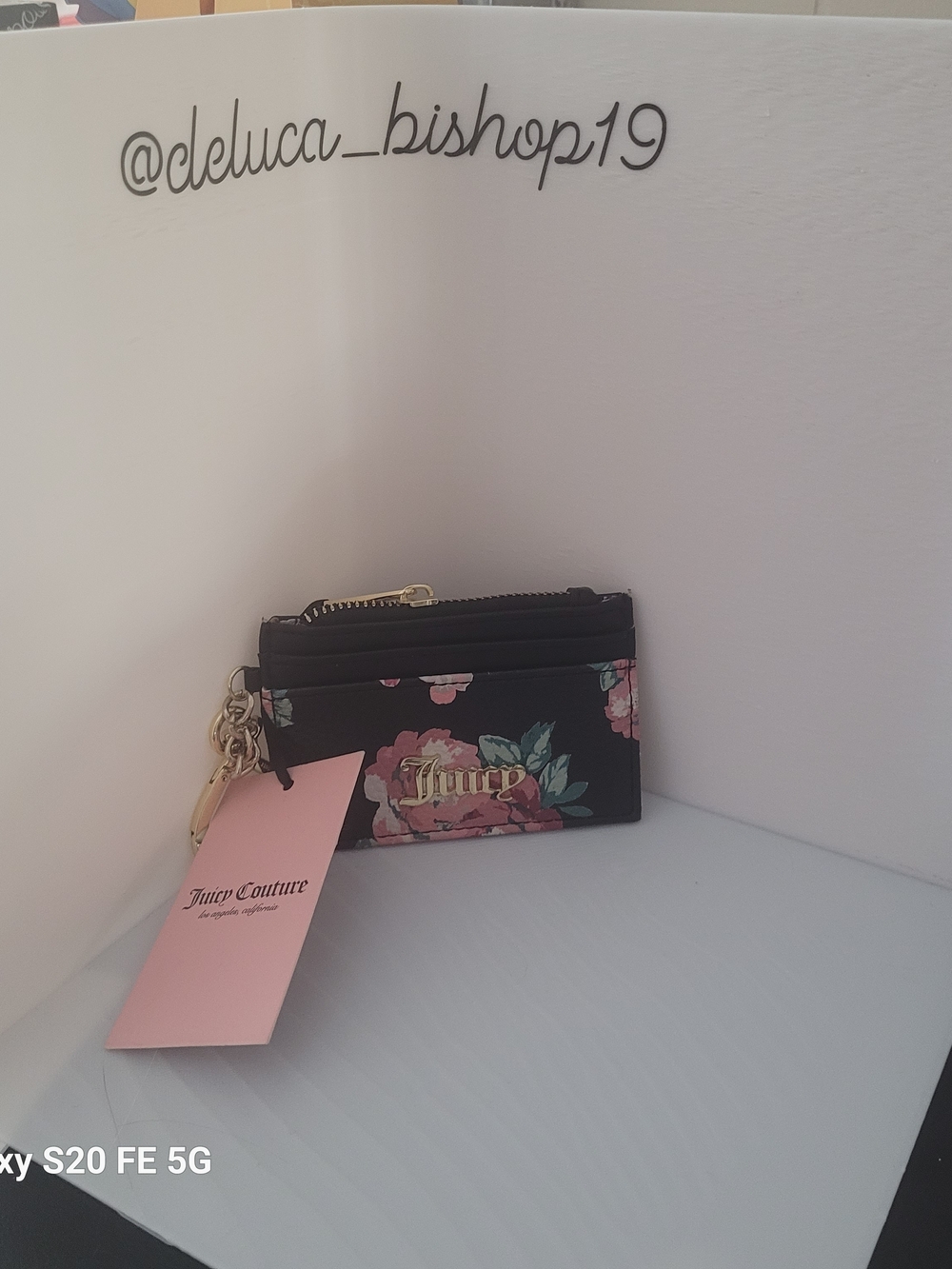 Juicy Couture Black Floral Card Case Wallet